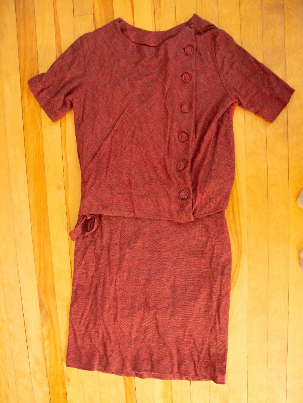 Rare- Vintage- 2 Piece Dress, 40s, Mahogany/Red Maroon